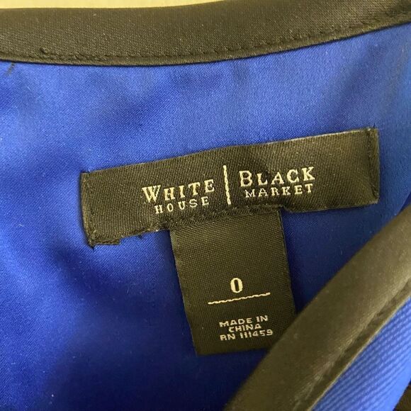 White House Black Market Colorblock Sheath Dress Stripes Cobalt Blue Black Sz 0 - Picture 3 of 5